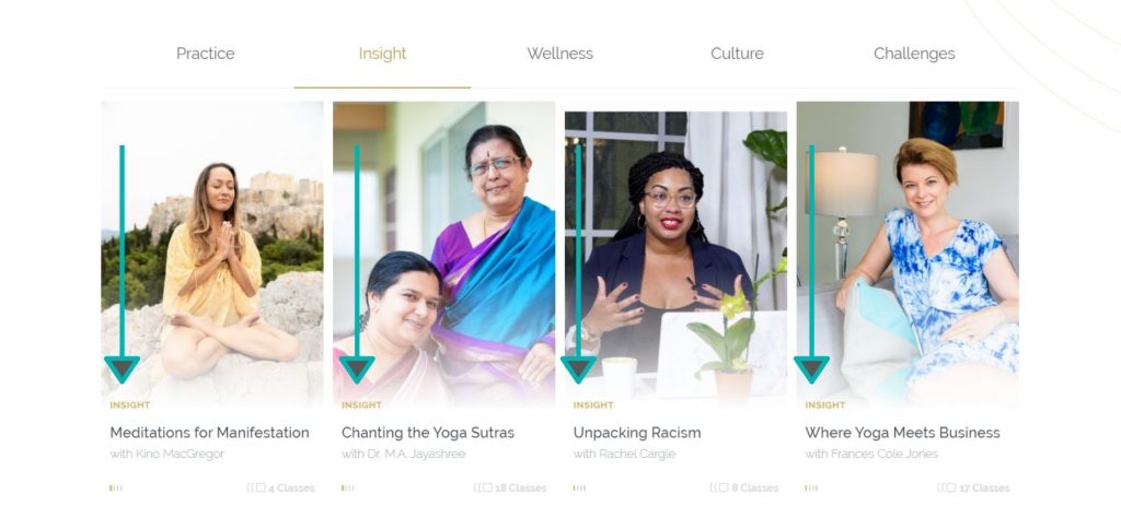 Women doing meditation and chanting on Omstars yoga website.