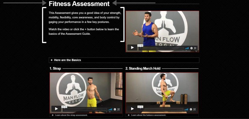 Dean of Man Flow Yoga discussing the fitness assessment on the Man Flow Yoga website.