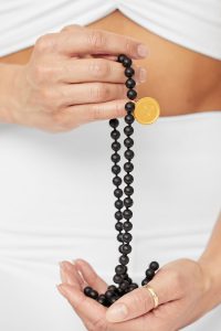 Alo Yoga Mala necklace. Precious Gemstone Mala necklace in Black Onyx.