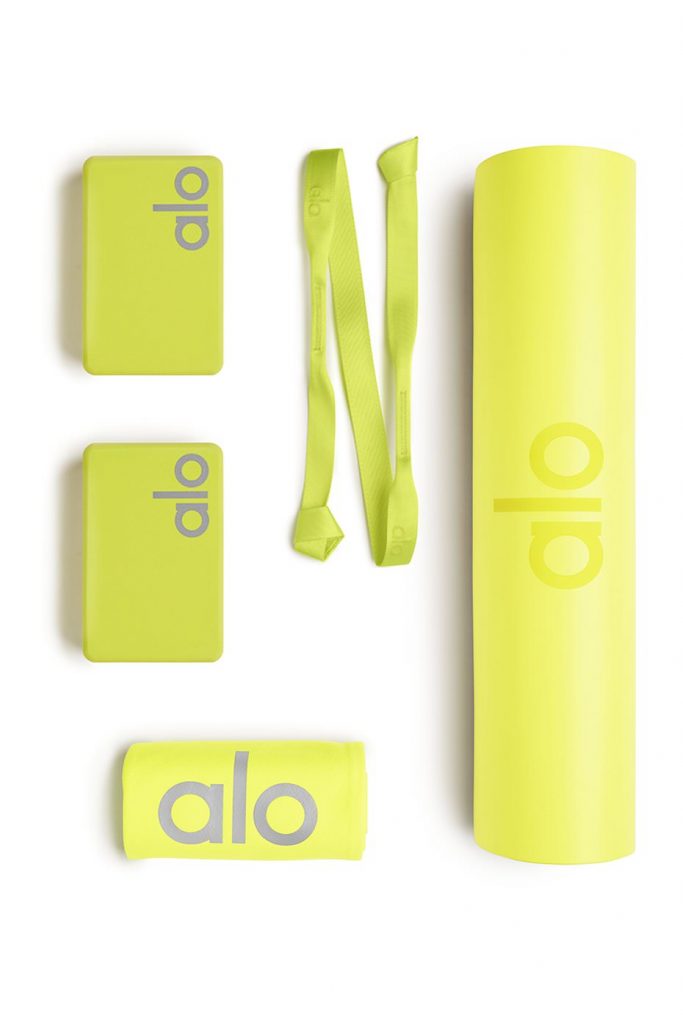 Alo Yoga Essentials Home Studio Set Set In Highlighter Neon Yellow