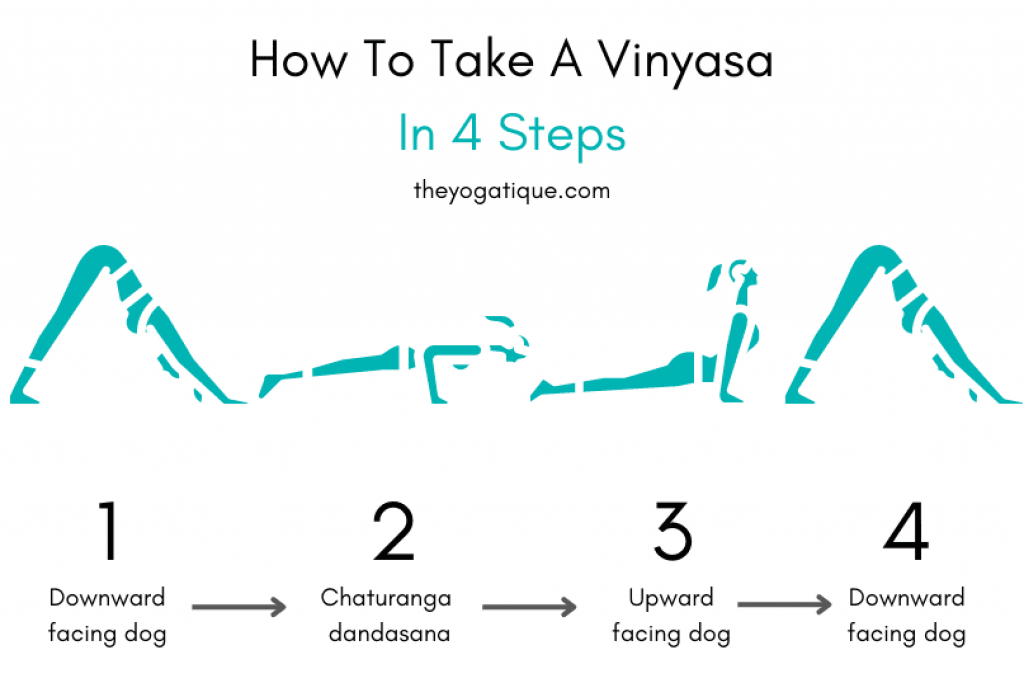 The 4 steps of how to take a vinyasa infographic.