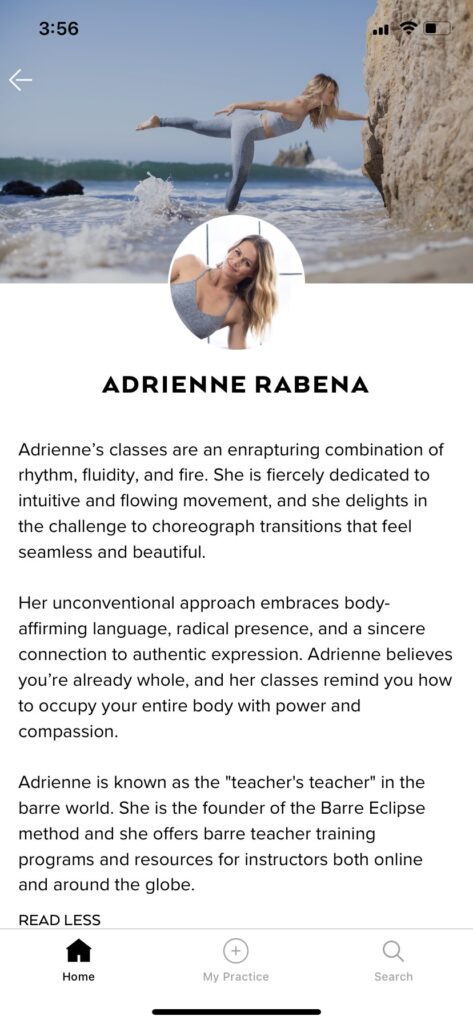 Adrienne Rabena instructor bio on Alo Moves