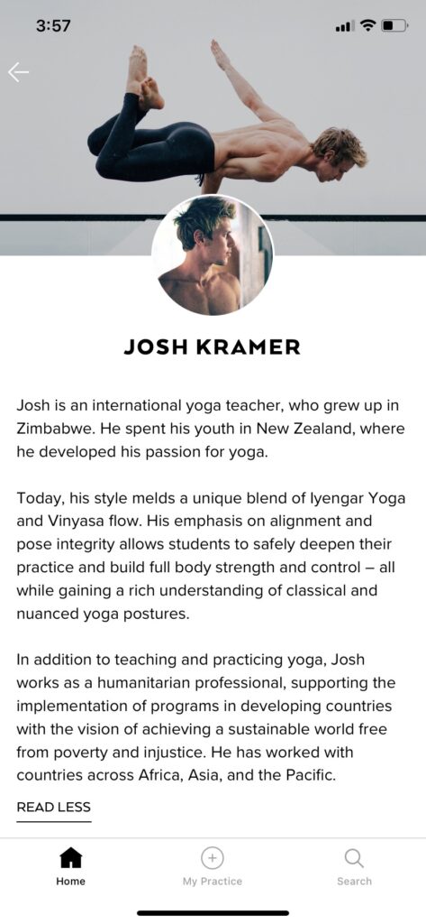 Josh Kramer instructor bio on Alo Moves