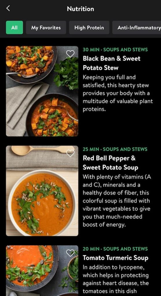 Image of the recipes available on Asana Rebel.