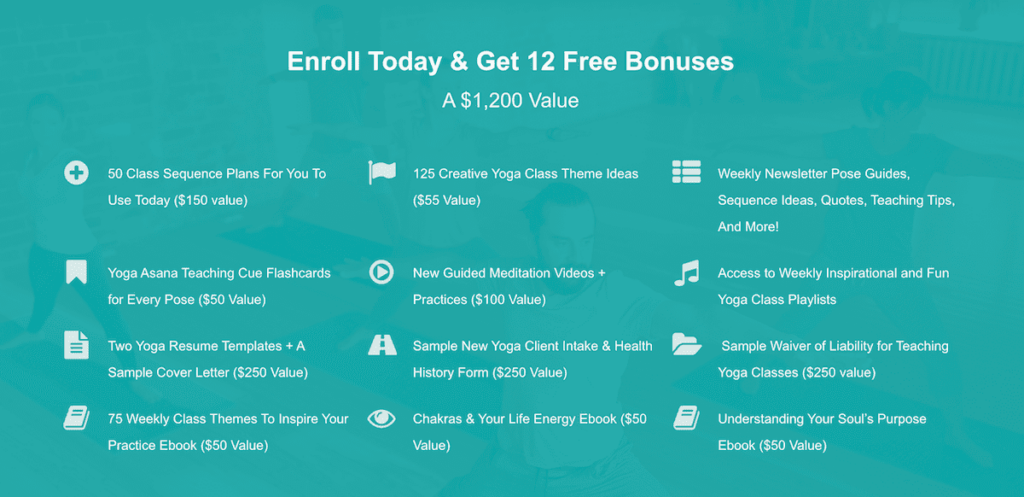 YogaRenew 12 free bonus offers.